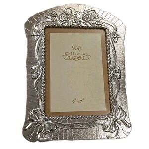 VTG RAJ Collection Just Married Pewter Metal Picture Frame Wedding Cottagecore